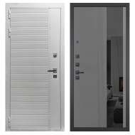 Гранит Пиано Белая, панель 086 Серый рельеф софт с тонированным зеркало 10 мм