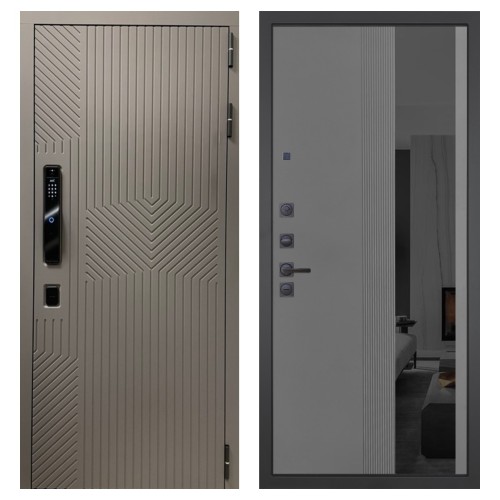 Гранит Смарт Нанорельеф, панель 086 Серый рельеф софт с тонированным зеркало 10 мм