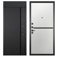 Гранит Пиано Черная с фрамугой, панель 073 горизонт белая 10 мм