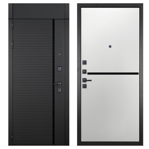 Гранит Пиано Черная с фрамугой, панель 073 горизонт белая 10 мм