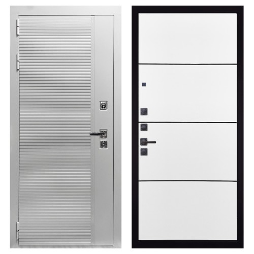 Гранит Пиано Белая, панель 079 Белый софт, черный молдинг 12 мм