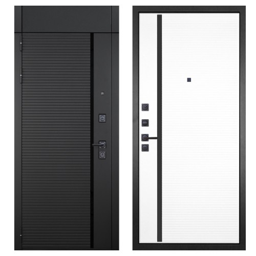 Гранит Пиано Черная с фрамугой, панель 053 Пиано белая 12 мм