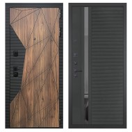 Гранит Континент, панель 090 Черный кварц с зеркальной тонированной вставкой 10 мм