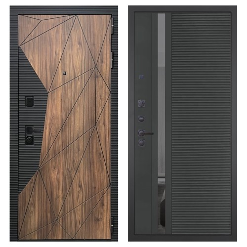 Гранит Континент, панель 090 Черный кварц с зеркальной тонированной вставкой 10 мм