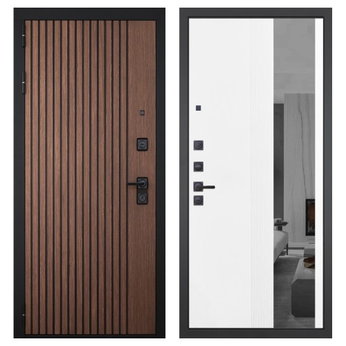 Гранит Шторм, панель 085 Белый рельеф софт с тонированным зеркало 10 мм