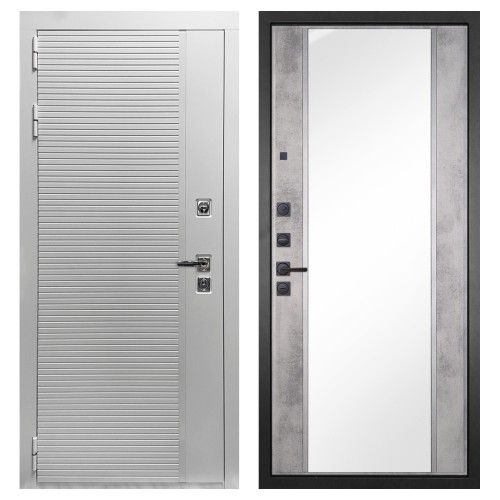 Гранит Пиано Белая, панель 051 зеркало Бетон светлый 16 мм