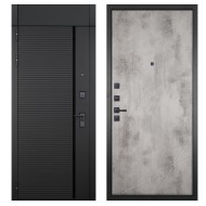 Гранит Пиано Черная с фрамугой, панель 044 Бетон светлый 12 мм