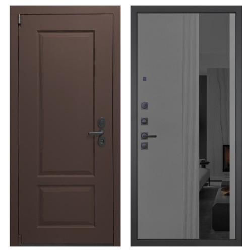 Гранит М3 new, панель 086 Серый рельеф софт с тонированным зеркало 10 мм