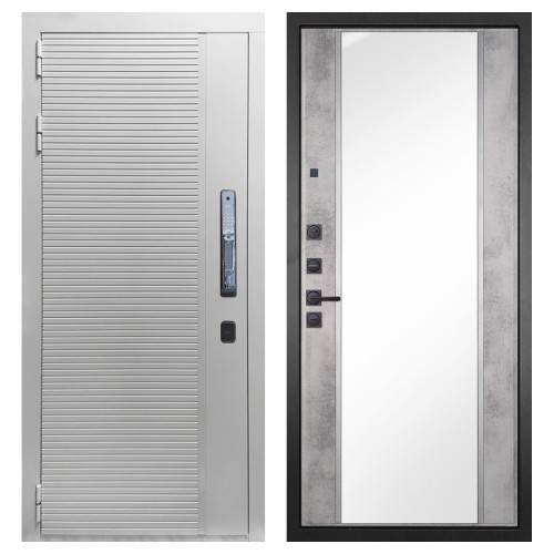 Гранит Пиано Смарт Белая, панель 051 зеркало Бетон светлый 16 мм