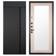 Гранит Пиано Черная с фрамугой, панель 014 зеркало Капучино 16 мм