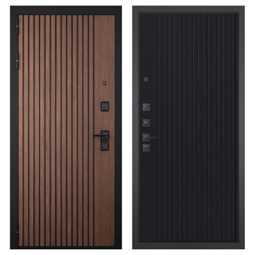 Гранит Шторм, панель 088 Черный кварц с фрезеровкой 10 мм