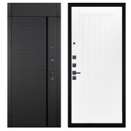 Гранит Пиано Черная с фрамугой, панель 082 Белый софт рельеф 10 мм