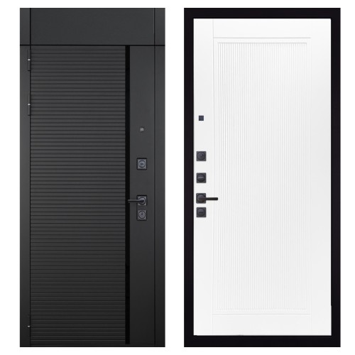 Гранит Пиано Черная с фрамугой, панель 082 Белый софт рельеф 10 мм