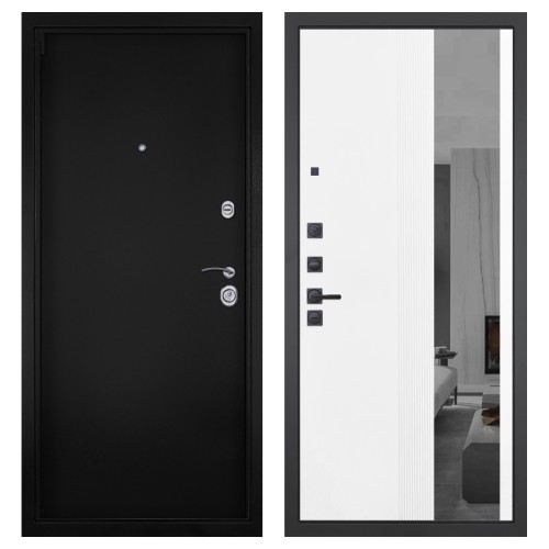 Гранит М8, панель 085 Белый рельеф софт с тонированным зеркало 10 мм