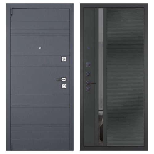 Гранит С65, панель 090 Черный кварц с зеркальной тонированной вставкой 10 мм