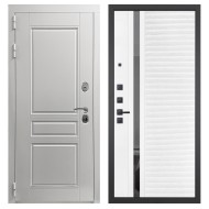 Гранит Лира Белая, панель 089 Белый софт с зеркальной тонированной вставкой 10 мм