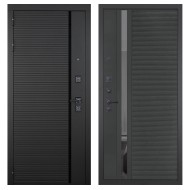 Гранит Пиано Черная, панель 090 Черный кварц с зеркальной тонированной вставкой 10 мм