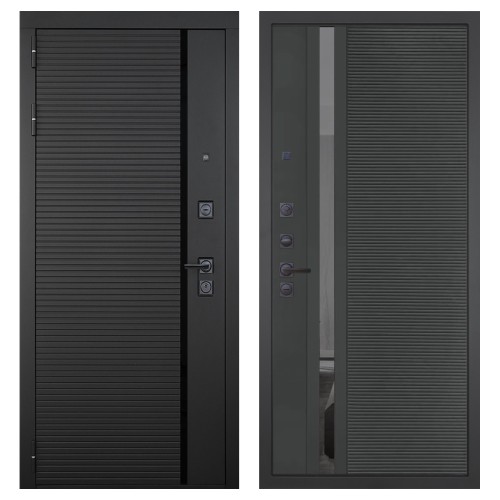 Гранит Пиано Черная, панель 090 Черный кварц с зеркальной тонированной вставкой 10 мм