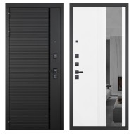 Гранит Пиано Черная, панель 085 Белый рельеф софт с тонированным зеркало 10 мм