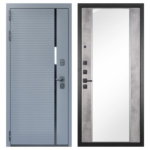 Гранит Роял белая, панель 051 зеркало Бетон светлый 16 мм