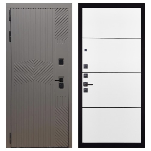 Гранит Нанорельеф, панель 079 Белый софт, черный молдинг 12 мм