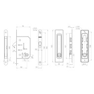 Защелка Punto (Пунто) с ручками для раздвижных дверей SH.SLQ152.011 (Soft LINE SLQ-011) GR графит 