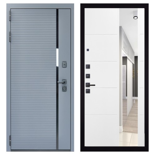 Гранит Пиано Серая, панель 083 Белый софт зеркало 10 мм