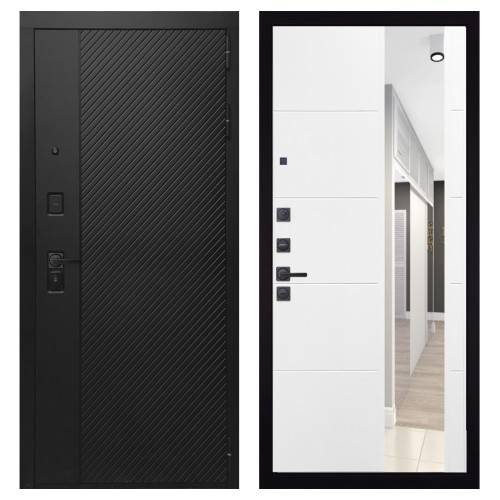 Гранит Симметрия, панель 083 Белый софт зеркало 10 мм