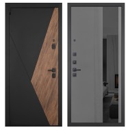 Гранит Геометрия, панель 086 Серый рельеф софт с тонированным зеркало 10 мм