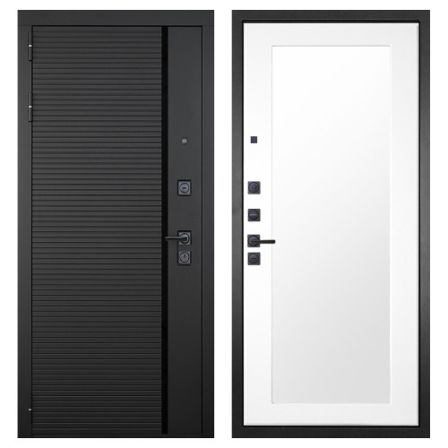 Гранит Пиано Черная, панель 010 зеркало Белый матовый 16 мм