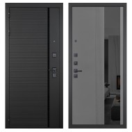 Гранит Пиано Черная, панель 086 Серый рельеф софт с тонированным зеркало 10 мм