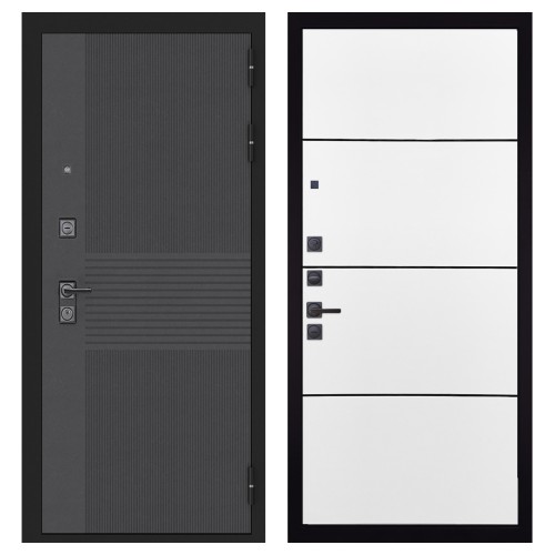Гранит Гранж, панель 079 Белый софт, черный молдинг 12 мм