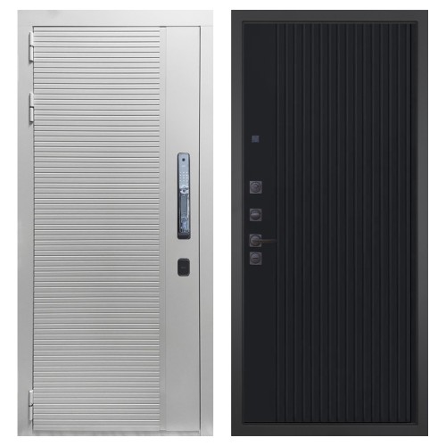 Гранит Пиано Смарт Белая, панель 088 Черный кварц с фрезеровкой 10 мм