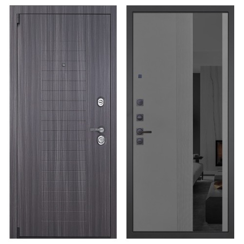 Гранит С7, панель 086 Серый рельеф софт с тонированным зеркало 10 мм