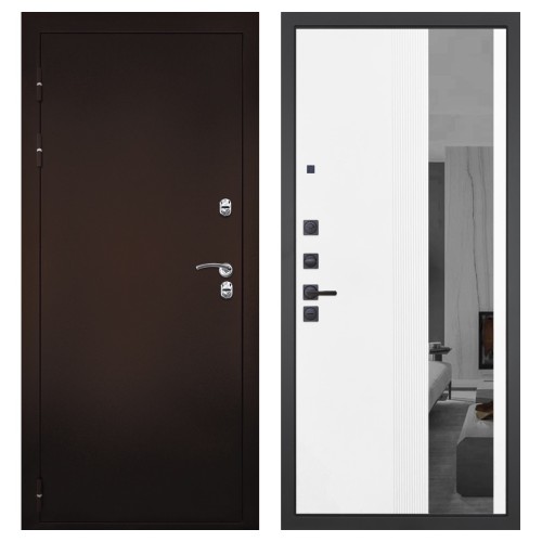 Гранит Терморазрыв, панель 085 Белый рельеф софт с тонированным зеркало 10 мм