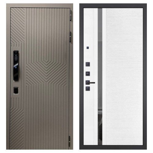 Гранит Смарт Нанорельеф, панель 089 Белый софт с зеркальной тонированной вставкой 10 мм