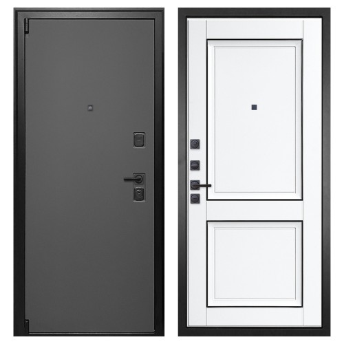 Гранит Лайт Графит, панель 070 Две филенки с молдингом белый матовый 12 мм