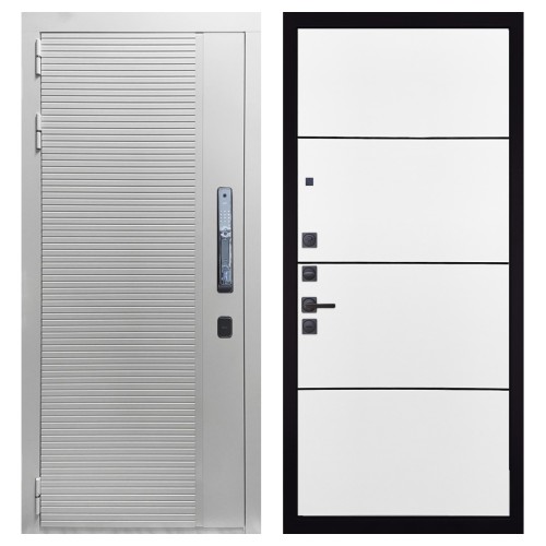 Гранит Пиано Смарт Белая, панель 079 Белый софт, черный молдинг 12 мм