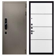 Гранит Смарт Нанорельеф, панель 079 Белый софт, черный молдинг 12 мм