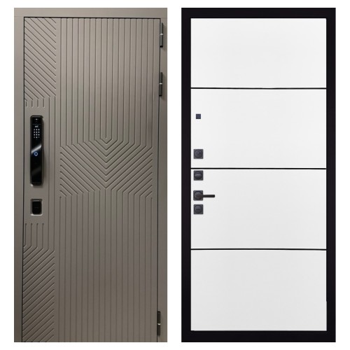 Гранит Смарт Нанорельеф, панель 079 Белый софт, черный молдинг 12 мм