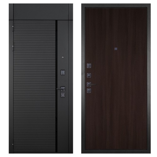 Гранит Пиано Черная с фрамугой, панель 002 Темный 6 мм