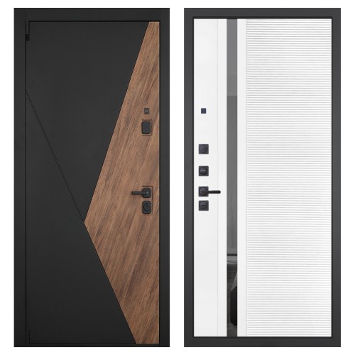 Гранит Геометрия, панель 089 Белый софт с зеркальной тонированной вставкой 10 мм