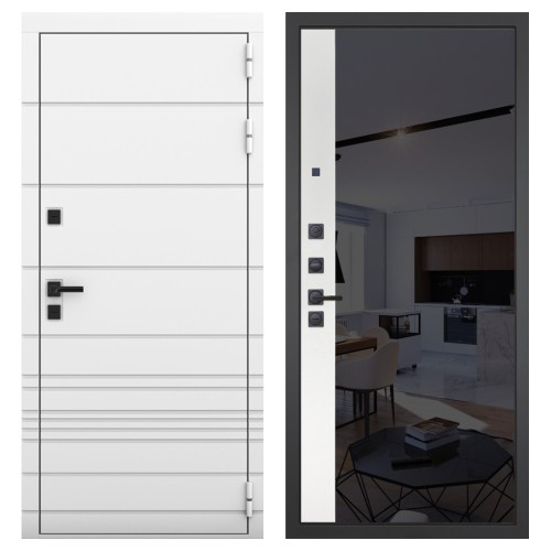 Гранит Роял белая NEW, панель 091 зеркало макси бок тонированное черное 10 мм