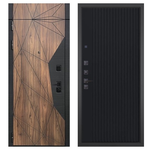 Гранит Континент с фрамугой, панель 088 Черный кварц с фрезеровкой 10 мм