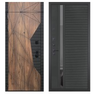 Гранит Континент с фрамугой, панель 090 Черный кварц с зеркальной тонированной вставкой 10 мм