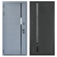 Гранит Роял белая, панель 090 Черный кварц с зеркальной тонированной вставкой 10 мм