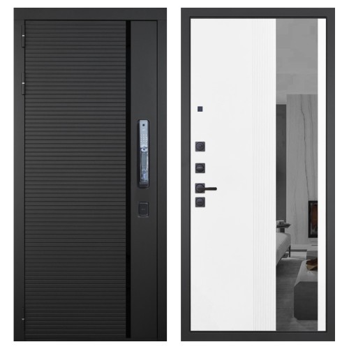 Гранит Пиано Смарт, панель 085 Белый рельеф софт с тонированным зеркало 10 мм