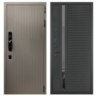 Гранит Смарт Нанорельеф, панель 090 Черный кварц с зеркальной тонированной вставкой 10 мм