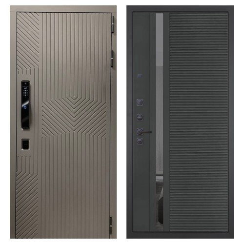 Гранит Смарт Нанорельеф, панель 090 Черный кварц с зеркальной тонированной вставкой 10 мм