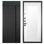 Гранит Пиано Черная с фрамугой, панель 019 зеркало Белый ясень 16 мм